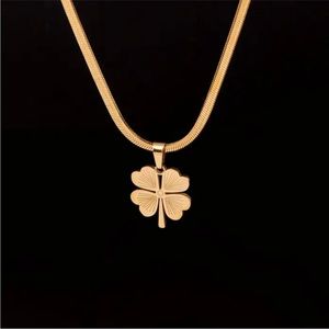 Women 18K Gold Plated Stainless Steel Clover Necklace Zircon Versatile Clover